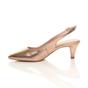 Rose Gold Mid Heel Slingback Pointed Toe Court Shoes, Image 3 of 6