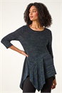 Green Glitter Hanky Hem Tunic Stretch Top , Image 1 of 5