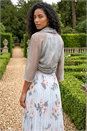 Silver 3/4 Sleeve Ruched Hem Chiffon Bolero, Image 3 of 4