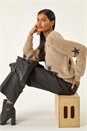 Beige Fluffy Star Knit Jumper, Image 1 of 5
