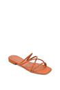 Tan XY LONDON Tan 'Suzzie' Strappy Flat Slip On Square Toe Slider Mule Sandals, Image 2 of 5