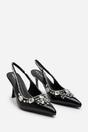 Black 'Karen' Patent Slingback Mid Heel, Image 4 of 6