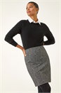 Grey Smart Textured Elastic Waist Stretch Skirt, Image 2 of 5