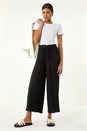 Black Pleated Wide Leg Culottes, Image 2 of 5