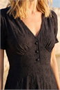 Black Broderie Cotton Stretch Jersey Frill Dress, Image 4 of 4