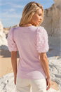 Light Pink Dusk 3D Puff Sleeve Stretch T-Shirt, Image 3 of 4