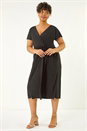 Black Curve Wrap Front Stretch Dress, Image 2 of 5