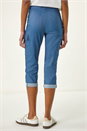 Denim Turn Up Stretch Cropped Cargo Trousers, Image 3 of 5
