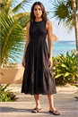 Black Cotton Broderie Midi Dress, Image 2 of 4
