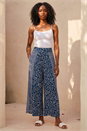 Navy Floral Print Wide Leg Culottes, Image 1 of 4