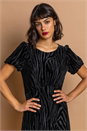 Black Zebra Print Burnout Velvet Dress, Image 4 of 5