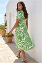 Green Abstract Print Midi Shirt Dress, Image 3 of 4