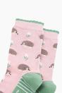 Light Pink Hedgehog Floral Fluffy Bamboo Socks in Pink, Image 2 of 4