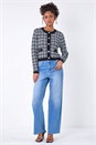 Black Boucle Knitted Contrast Cardigan, Image 2 of 7