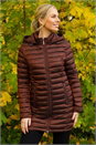 Chocolate Longline Quilted Hooded Puffer Coat, Image 6 of 6
