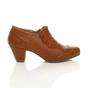 Tan AJVANI Tan Mid Heel Brogue Button Ankle Boots Shoe Boots, Image 2 of 6