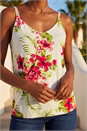 Ivory  Tropical Print V-Neck Strap Detail Cami Top, Image 4 of 4