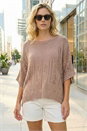 Taupe Stitch Light Knit Poncho, Image 2 of 4