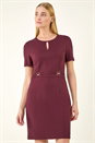 Wine Front Keyhole Belted Dress, Image 2 of 6