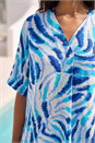Blue Print Pleated Tunic Top, Image 5 of 5