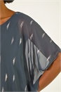Grey Foil Print Bubble Hem Top, Image 5 of 5