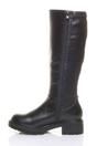 Black AJVANI Black Chunky Sole Zip Stretchy Elastic Riding Calf Boots, Image 3 of 4