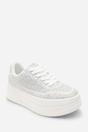 White 'Darcia' Wedge Lace Up Trainer with Diamante Detail, Image 3 of 7