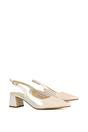 Beige 'Devon' Court Shoe Block Heels With Slingback, Image 5 of 6