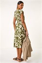 KHAKI Geometric Buttoned Midi Dress, Image 3 of 5