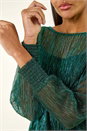 Forest  Plisse Shimmer Shirred Hem Top, Image 5 of 5