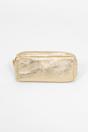 Gold Metallic Italian Leather Cosmetic Bag, Image 1 of 2