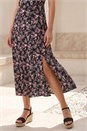 Black Rose Print Ruched Midi Dress, Image 4 of 4