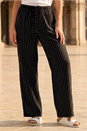 Black Petite Stripe Pull On Stretch Trouser, Image 1 of 4