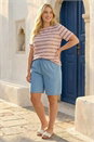 Pink Curve Stripe Frill Lace Top, Image 2 of 4