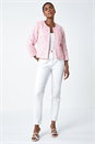 Bright Pink Smart Textured 3/4 Sleeve Boucle Jacket, Image 2 of 5
