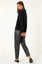 Black Soft Knit Crew Neck Cardigan, Image 3 of 5