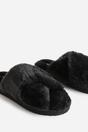 Black 'Cuddle' Cross Over Fluffy Slippers, Image 3 of 4
