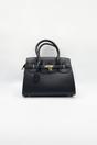Black Top Handle Satchel Handbag, Image 3 of 5