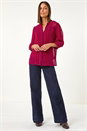Wine Dobby Lace Front Pleated Blouse, Image 2 of 5
