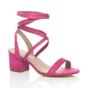 Fuchsia AJVANI Fuchsia Mid Block Heel Tie Up Sandals, Image 1 of 6