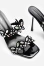 Black Dazira Cut Out Flower Trim Heeled Mules, Image 5 of 6