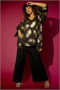 Gold Curve Feather Foil Print Kimono, Image 8 of 8