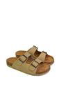 Taupe XY LONDON Taupe 'Star' Double Strap Buckle Up Summer Slip On Flat Sandals, Image 3 of 5