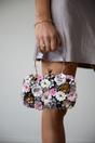 Black Floral Applique Clutch Bag, Image 1 of 1