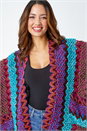 MAGENTA One Size Textured Aztec Print Cape, Image 4 of 5