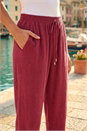 Wine Petite Linen Blend Tie Waist Trousers, Image 4 of 4