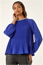 Blue Embellished Pleated Top, Image 1 of 5