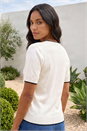 Ivory  Floral Knit Tee, Image 3 of 4