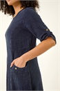 Denim Textured A-Line Midi Dress, Image 5 of 5