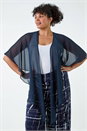 Navy  Curve Chiffon Drape Cover Up, Image 1 of 5